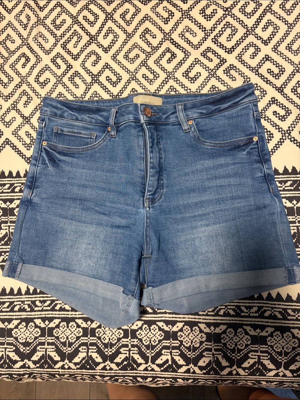 Tummy Control Denim Midi Shorts